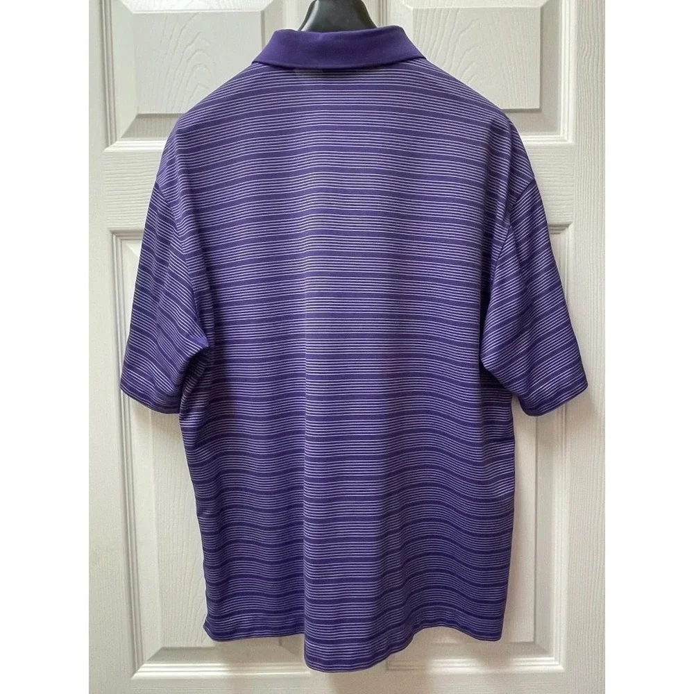 NikeGolf Men's Dri Fit Polo Size L Purple/White Stripe‎ Short Sleeve